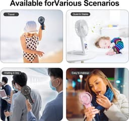 Draagbare USB Ventilator met Spiegel - Stille Mini Handventilator met 4 Snelheden voor Thuis en Reizen — thumbnail 5