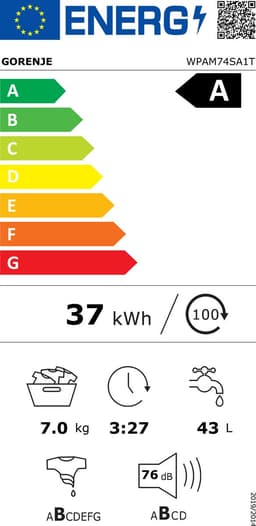 Gorenje WPAM74SA1T wasmachine Voorlader 7 kg 1400 RPM Wit — thumbnail 2
