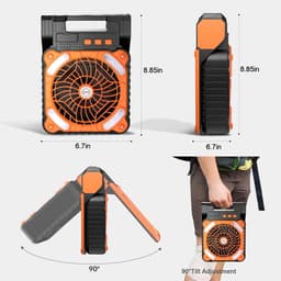 Camping ventilator op zonne-energie met verlichting – oplaadbare outdoor ventilator met led lantaarn en lange batterijduur — thumbnail 4