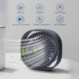 Kleine Draagbare USB Ventilator met 3 Snelheden en 360° Draaibaar — thumbnail 5