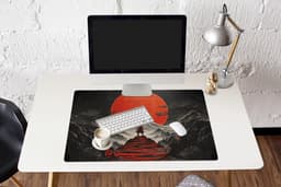 Muismat XXL 90x60 cm - Bureau onderlegger - Bureau mat Krijger - Rode trappen - Zon - Berg - Bureaumat - Gaming mousepad xl - Bureaulegger groot - Computer deskmat — thumbnail 5