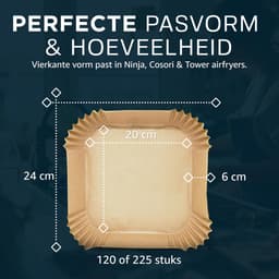 ONE Emporium airfryer papieren liners – 225 stuks – Ø 20 cm – vetvrij & hittebestendig (tot 230 °C) – geschikt voor Ninja/Cosori/Tower — thumbnail 3