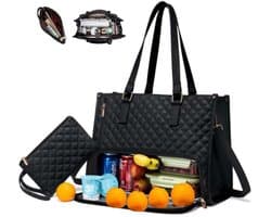 Ynkkvre - 2 in 1 Draagtas en Lunchtas Combinatie - Grote Converteerbare Laptop Werk Handtas voor Vrouwen - Lunch Tote Bag voor Dames