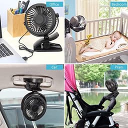 Stille Mini USB Ventilator met 3 Snelheden en Oplaadbare Batterij - Draaibare Tafelventilator voor Thuis en Buiten — thumbnail 4
