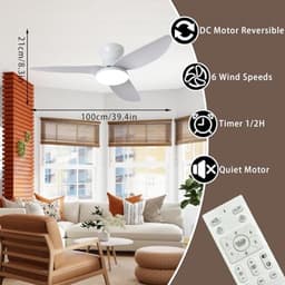 Dimbare Plafondlamp met Ventilator voor Slaapkamer en Woonkamer — thumbnail 2