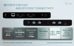 i-tec - Universal Dual 4K Docking Station – 2× HDMI + 2× DisplayPort - 85W Power Delivery - Gigabit Ethernet - Kensington-slot — thumbnail 5