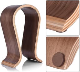 Houten U-vormige hoofdtelefoonhouder met stabiele basis voor thuis, kantoor, studie en winkel — thumbnail 5