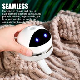 Mini desktop stofzuiger - USB oplaadbaar en draadloos - hoge zuigkracht voor bureau, kantoor, auto, kussen en toetsenbord - wit — thumbnail 4