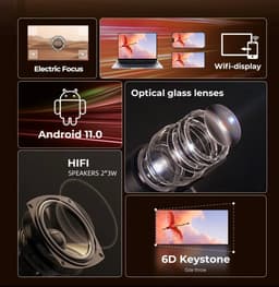Byintek SKY X15 - LCD Projector - Draagbaar - Android 11.0 - Elektronische Focus - 250 ANSI Lumen - 200” Beeldformaat - 3W Stereo Geluid — thumbnail 5