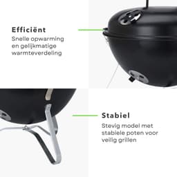 Cheqo® Bolvormige Barbecue - Tafel BBQ - Barbecue Tafelmodel - Zwart Metaal - Met Deksel en As Schaal - Inclusief EBOOK — thumbnail 3