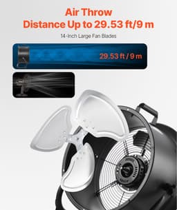 Ventilator op voetstuk van 14 inch - industriële ventilator met 3 snelheden, hoge prestaties, 2520 CFM, 360° kantelbaar, luchtstroom van 23,62 ft/sec. — thumbnail 3