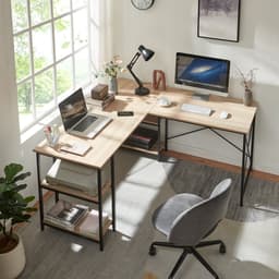 Bureau Klirurud L-vormig of recht bureau eikenkleurig en zwart [en.casa] — thumbnail 1