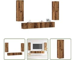vidaXL Kast Voor Televisie - Tv Kast - Tv-wandkasten 4 st bewerkt hout oud houtkleurig - Wandkast - Houten Kast - Opbergkast