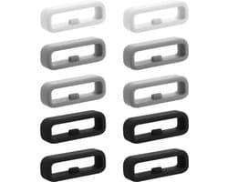 kwmobile 10x Horloge band lusje geschikt voor 20mm Smartwatch Strap (Universal) lus bandje voor Fitness tracker en smartwatch van silicone - grijs / zwart / wit