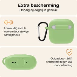 Hoesje - Geschikt voor Apple AirPods 4 - met Clip - Siliconen Hoes - Silicone Case Cover - Groen — thumbnail 5