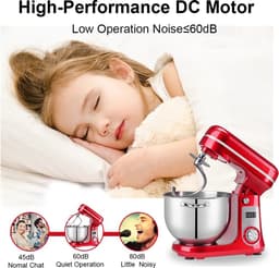 Keukenmachine - Keukenmixer + 3 opzet stukken - Foodprocessor + Deeg haak /Roer stang/ Mengstaaf - 6L - Met Mengkop — thumbnail 4
