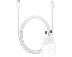 Snellader met adapter geschikt voor Apple geschikt voor Apple iPhone en iPad 20 W + Lightning Kabel - Oplader - Wit - USB C