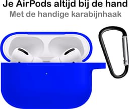 Hoesje - Geschikt voor Apple AirPods Pro 2 - Siliconen Hoes met Clip - Silicone Case Cover - Blauw — thumbnail 3