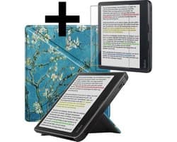 Hoes Geschikt voor Kobo Libra Colour - E-reader Bescherm Hoesje Case Sleep Cover Trifold Met Screenprotector - Hoes Geschikt voor Kobo Libra Colour Hoesje - Bloesem