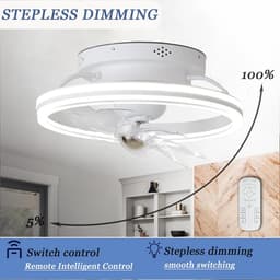 Plafondlamp met ventilator 360° rotatie, led dimbaar ventilator plafondlamp verlichting voor woonkamer slaapkamer — thumbnail 2