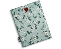 Hoes voor 7 inch E-Reader Book - Paperwhite en Colorsoft Signature Edition (2024 uitgebracht) - Beschermende buideltas hoes voor 6-7 inch Kobo eReader - Groen en bloem
