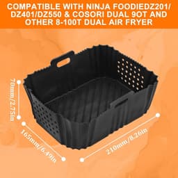 2 Pieces Silicone Mould - 21 x 16 cm Silicone Mould - Air Fryer Foldable - 2 Silicone Gloves - Ninja Foodi Max Dual Accessories - Silicone Baking Mold Insert — thumbnail 2