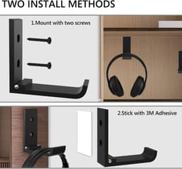 Koptelefoon Houder - Headset Ophangsysteem - Ruimte Besparen - Inklapbaar Aluminium Ontwerp - 7.5 x 2.5 x 1.5 cm - Zwart — thumbnail 5