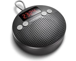 Draagbare luidspreker - Bluetooth speaker radio - Muziek onderweg - Spatwaterdicht 10 uur batterij - 10x10x3.6 cm - Antraciet grijs