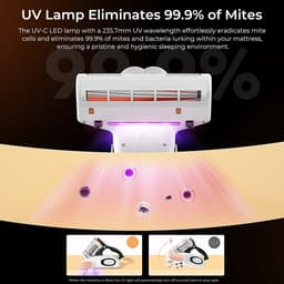 JIGOO J300 Dual-Cup Smart Anti-Mijt Stofzuiger Voor Bed, 13KPa Zuigkracht, 55 Celsius Hete Lucht, UV Licht, 99,9% Verwijdert Mijten, 0,5L Stofbeker​ — thumbnail 2