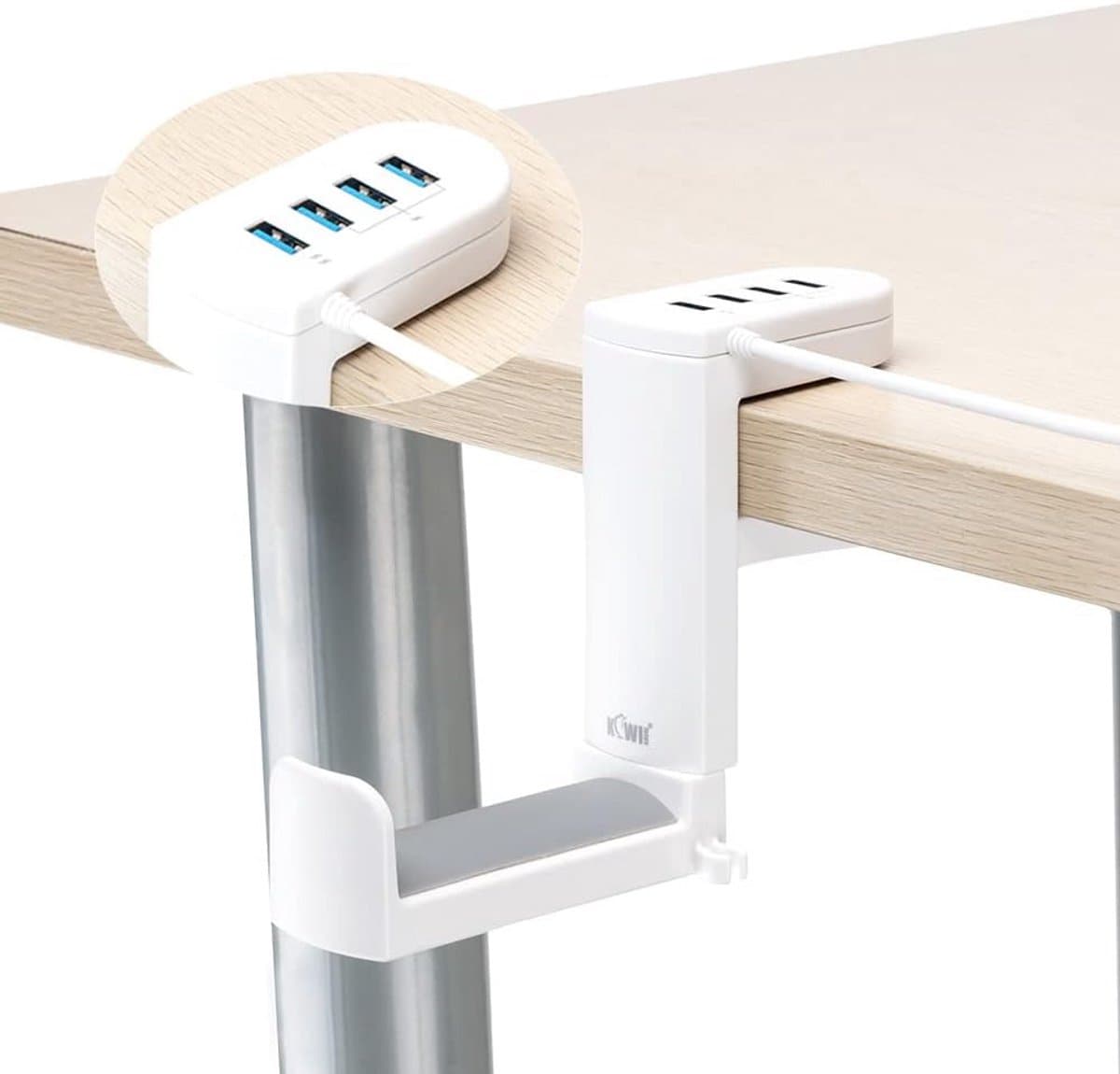 Hoofdtelefoonstandaard met 360 graads Draaibare Haak en USB Hub — afbeelding 1