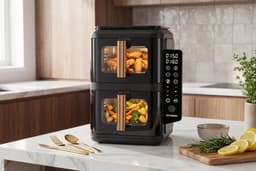 Hyundai Electronics - Dubbele Stack Airfryer - 2×5.2L - 2300W - Digitaal Bedieningspaneel — thumbnail 4