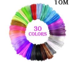 Navulverpakking met 300 meter PLA 3D-printpenfilament in 30 kleuren, 1,75 mm diameter, zeer nauwkeurig filament, voor knutselprojecten van kinderen (willekeurige kleuren).