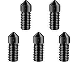 5x Gehard Stalen 3D Printer Nozzles 0.4mm voor Hoge Temperatuur Filamenten
