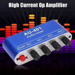 Stereo Audio Mixer 4 Ingangen 1 Uitgang Geluidsmixer met Hoofdtelefoonversterker — thumbnail 3