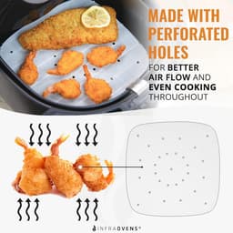Allecto Olie-absorptie Vellen voor Air Fryer Stoommand - 10 stuks - Geperforeerd - Geschikt voor 7 inch/18 cm - Liners Papier - Vierkant — thumbnail 3