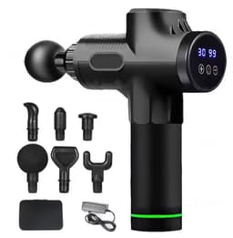 Elektrisch massagepistool, handmassageapparaat, spiermassageapparaat + 6 massagekoppen, 30 instelbare snelheidsniveaus, LED-display, zwart. — thumbnail 1