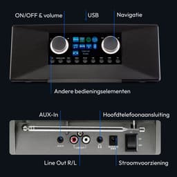 MEDION P85333 internetradio met DAB+ (wifi, FM, Spotify Connect, Amazon Music, DLNA, USB, hoofdtelefoonaansluiting, AUX, stereo line-out cinch, slaaptimer) zwart — thumbnail 5