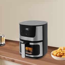 Grote Heteluchtfriteuse - Airfryer XL - Snel Koken - Groot Kijkvenster - 7 Liter Capaciteit - Zwart Zilver — thumbnail 5