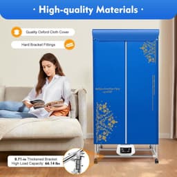 Elektrische Wasdroger - Inklapbare Droger - Snel Kleding Drogen - Met Afstandsbediening - 70 x 50 x 150 cm — thumbnail 3