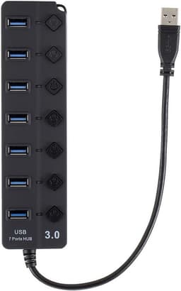 USB Hub - Poort Expander - Extra Poorten Creëren - 7 Poorten met Schakelaars - Tot 5 Gbps - Zwart — thumbnail 4
