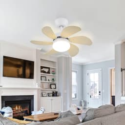 Glitzerlife - Plafond ventilator met verlichting - stille plafondventilator - stil met afstandsbediening en timer - Ø75cm - houtlook - plafondlampen met ventilator voor woonkamer en slaapkamer — thumbnail 1