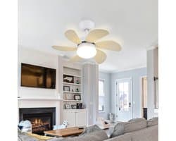 Glitzerlife - Plafond ventilator met verlichting - stille plafondventilator - stil met afstandsbediening en timer - Ø75cm - houtlook - plafondlampen met ventilator voor woonkamer en slaapkamer — afbeelding 1