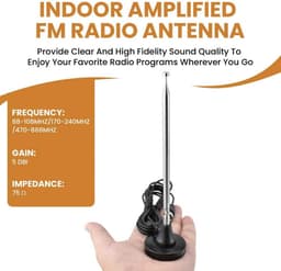 Antenne-Binnen - FM-Radio-Antenne - Magnetische-Voet - 3m-Coaxkabel - Inclusief-3-Adapters - HiFi-Stereo-Ontvangst - Universeel — thumbnail 5