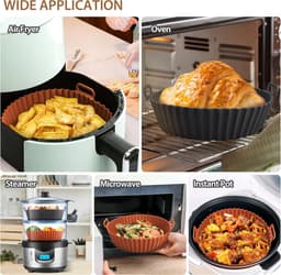 Set van 3 siliconen bakjes Geschikt voor Ninja airfryer - Herbruikbare siliconen kommen/mandjes geschikt voor airfryer - Bakplaat/ovenaccessoires - 20x5 cm — thumbnail 3