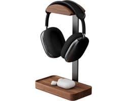 Notenhouten Koptelefoon Standaard - Koptelefoon houder - Headset houder - Gaming Headset Stand - Met Opbergbasis - Hoofdtelefoon Standaard Bureau - Koptelefoon Standaard Universeel