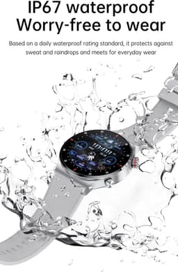 Knobbout 1,28" IPS inch Touchscreen smartwatch- Met de roterende knop wissel je snel tussen schermen- Persoonlijk Wijzerplaatontwerp - Bluetooth bellen en contacten synchronisatie - zilver staal+siliconen horlogeband — thumbnail 4