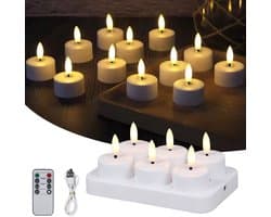 Oplaadbare LED-Theelichtjes - LED-Kaarsen Met Oplaadstation voor Thuis, Restaurants, Feestdagen en Bruiloftsdecoratie - 6 Kaarsen (Inclusief Afstandsbediening)