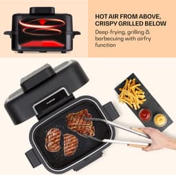 Klarstein 2-in-1 Heteluchtfriteuse met Grill, Airfryer met Snelle Opwarming 1500 W, XL Heteluchtfriteuse, Hetelucht Friteuse om te Frituren, Heteluchtfriteuse + Accessoires, Grillplaat, Frituurmand, 5 L — thumbnail 6