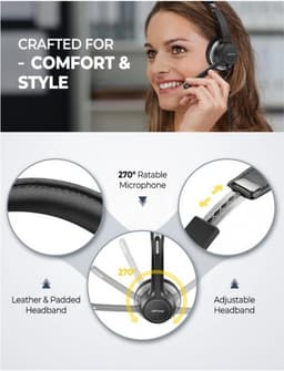 MPOW HC6 – Bedrade Computer Headset – USB & 3.5mm – Ruisonderdrukking – Zwart — thumbnail 5