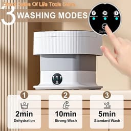 Ohana DT - Mini Wasmachine - Kleine Wasmachine - 11L - Opvouwbaar - Compact - USB-voeding - 3 Programma's - Energiezuinig - Grijs — thumbnail 5